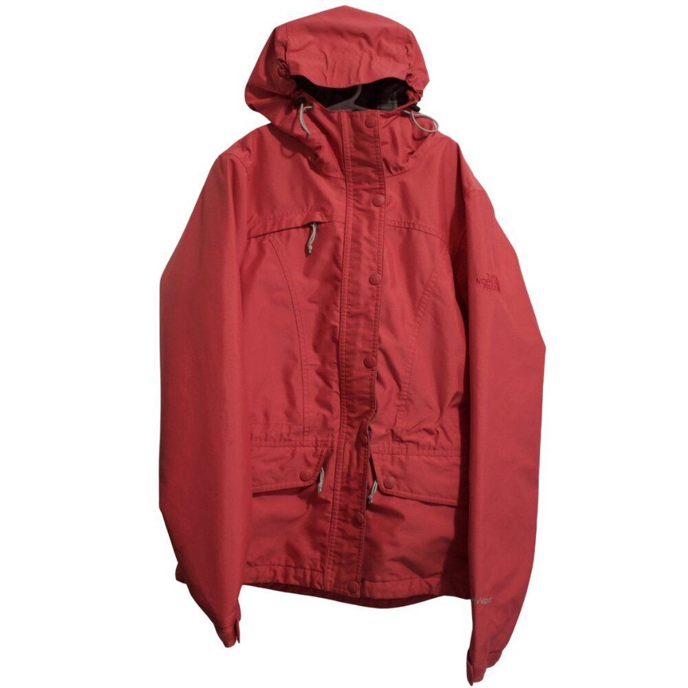 The North Face HyVent Waterproof Jacket XS – Coral Red Plaid Lined, Women’s